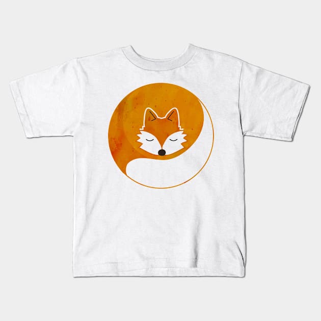 Sleepy Fox Kids T-Shirt by albdesigns